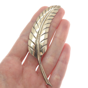 HARRY S. BICK Sterling Silver & 1/20 12K Gold Filled Vintage Feather Pin Brooch