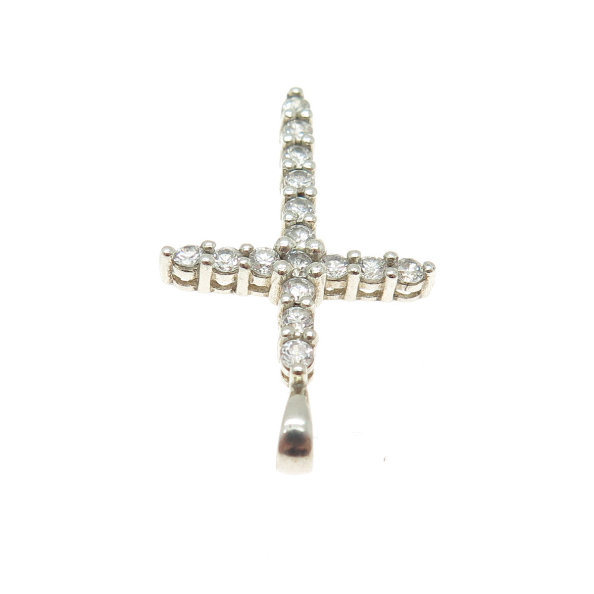 925 Sterling Silver Round-Cut Shaped C Z Cross Pendant