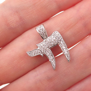 925 Sterling Silver Round-Cut C Z Chai Judaica Charm Pendant