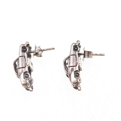 925 Sterling Silver Vintage Retro Car Oxidized Earrings