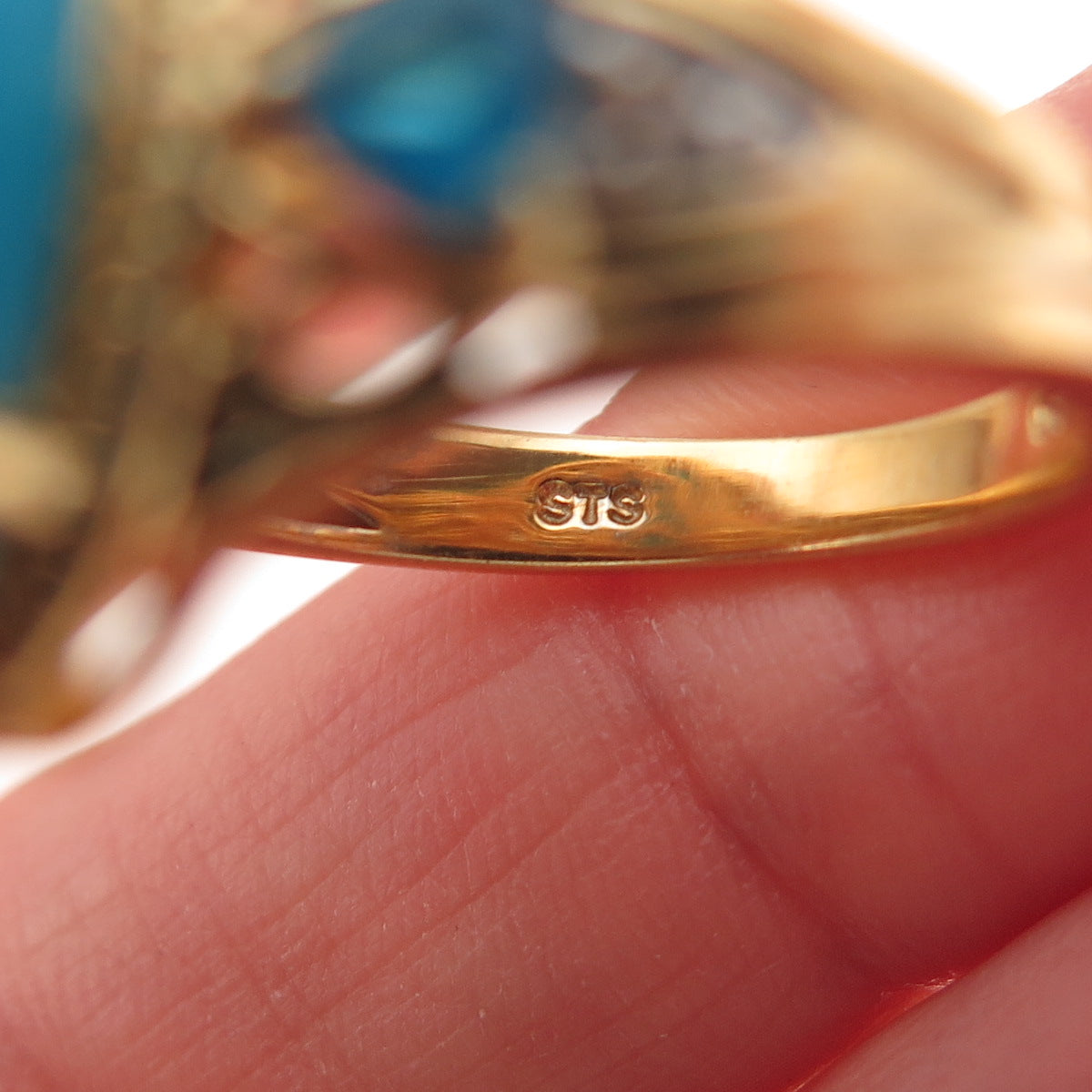 Chuck Clemency Sterling Silver Gold Plated Turquoise Apatite Topaz Ring Size 8.5