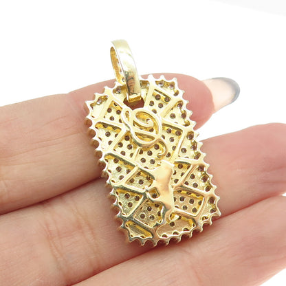 DADWANI 925 Sterling Silver 2-Tone Pave Swarovski Crystal Pendant