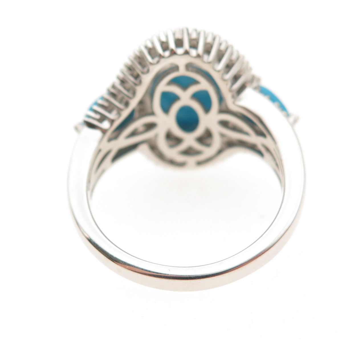 D'Joy 925 Sterling Silver Real Diamond & Turquoise Ring Size 8