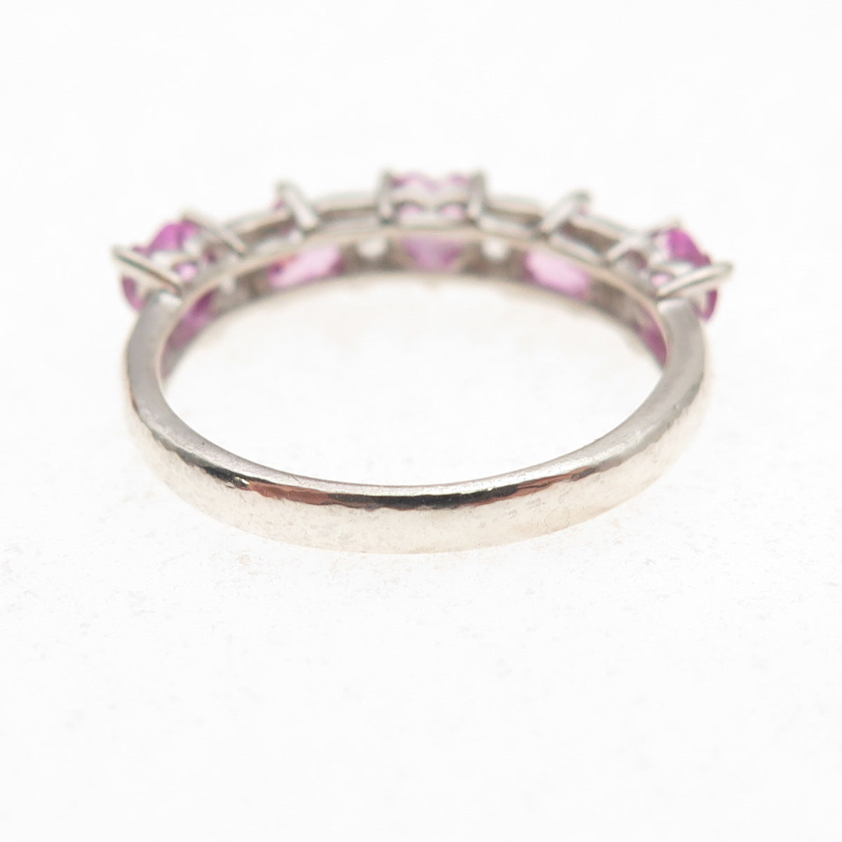 Michelle Albala 925 Sterling Silver Real White & Pink Topaz Heart Ring Size 6.25