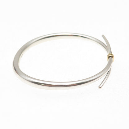 Ed Levin 925 Sterling Silver 18K Gold Vintage Modernist Bangle Bracelet 7.5"
