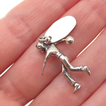 925 Sterling Silver Vintage South Bend Indiana Bowler 3D Mini Charm Pendant