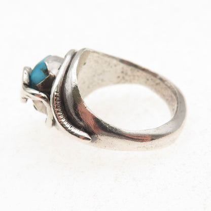 Effie Calavaza Zuni Old Pawn Sterling Silver Vintage Turquoise Snake Ring Size 6