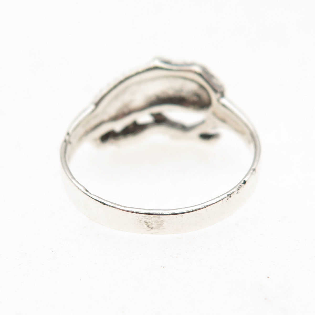 925 Sterling Silver Vintage Chameleon Oxidized Ring Size 6.75