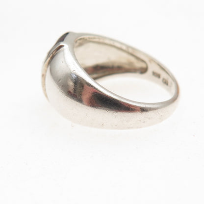CNA Pranda 925 Sterling Silver Vintage Real Red Garnet Dome Oxidized Ring Size 5