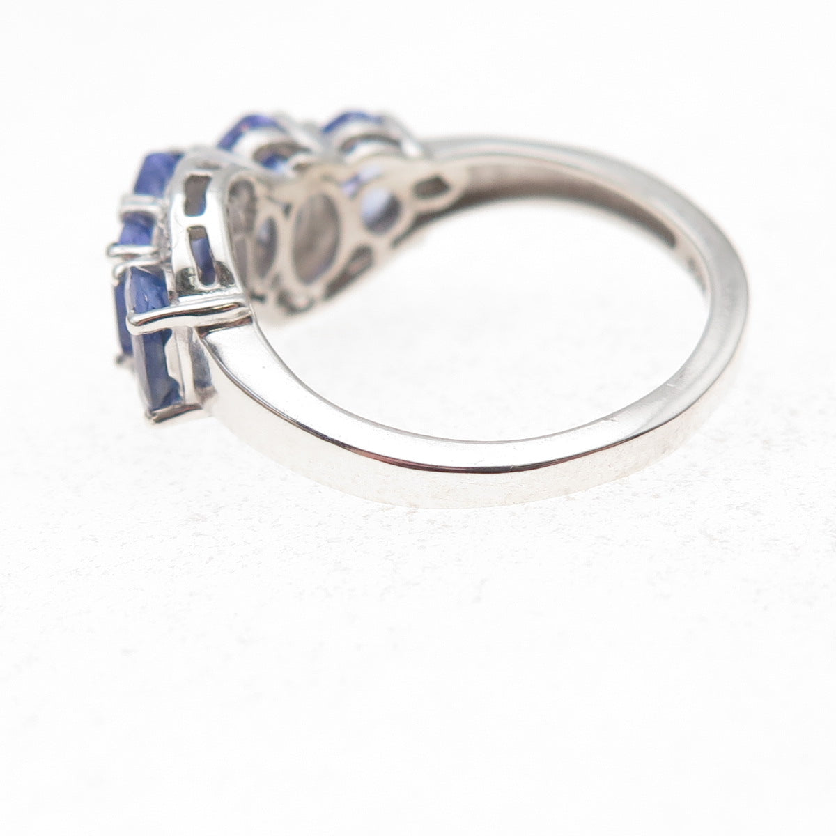 925 Sterling Silver Real Diamond & Tanzanite Ring Size 6.25