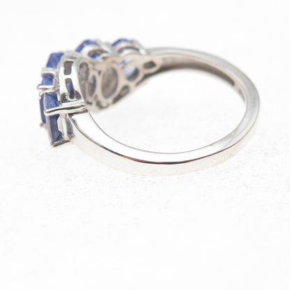 925 Sterling Silver Real Diamond & Tanzanite Ring Size 6.25