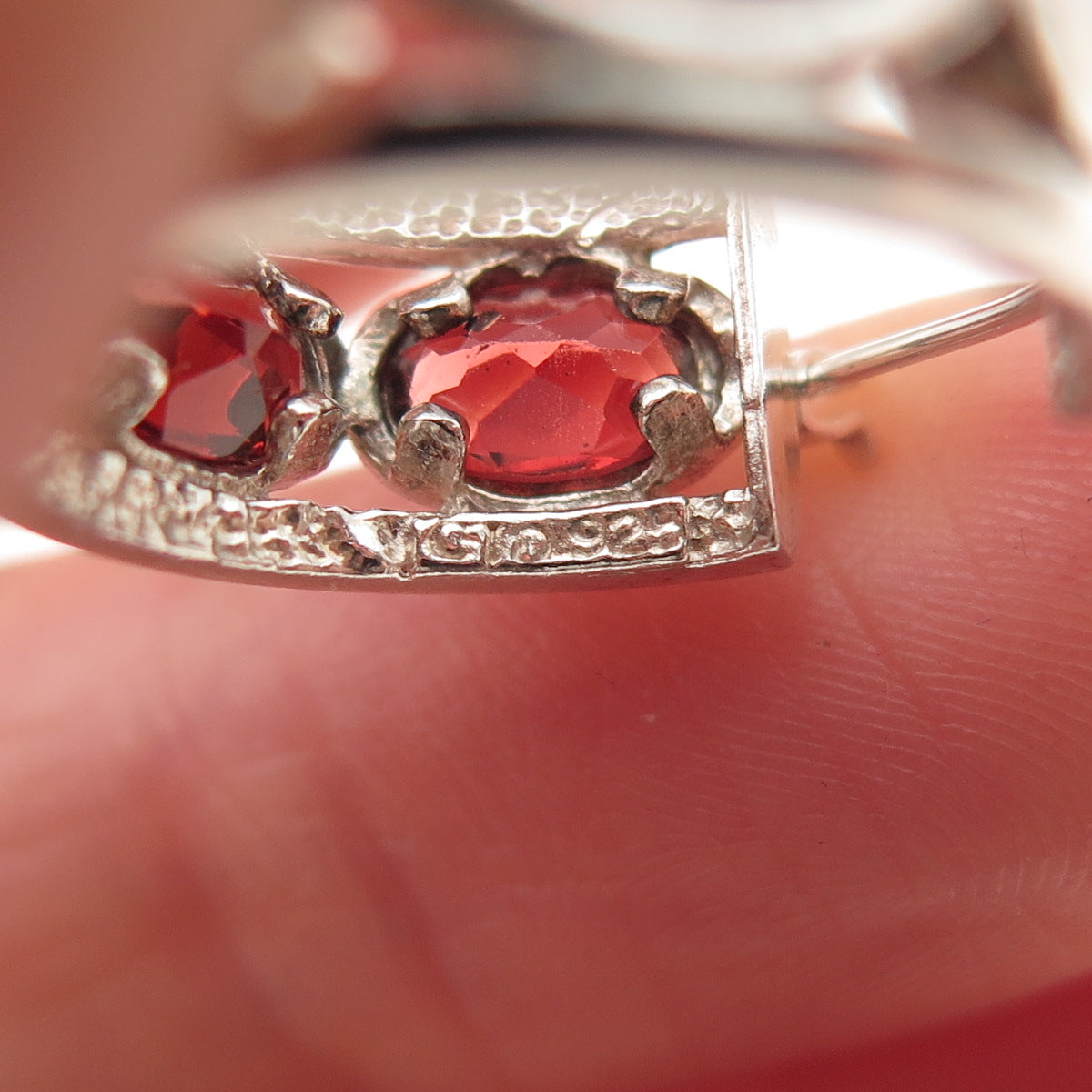 Clyde Duneier Sterling Silver Vintage Real Red Garnet All Around Hoop Earrings