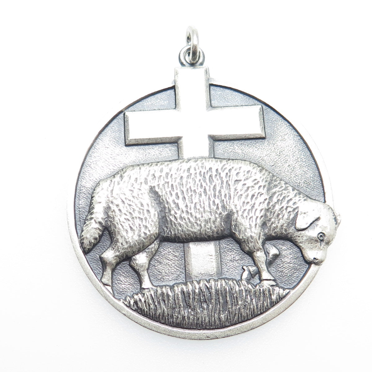 925 Sterling Silver Vintage "Feed My Lambs" USA Lutheran Council Medal Pendant