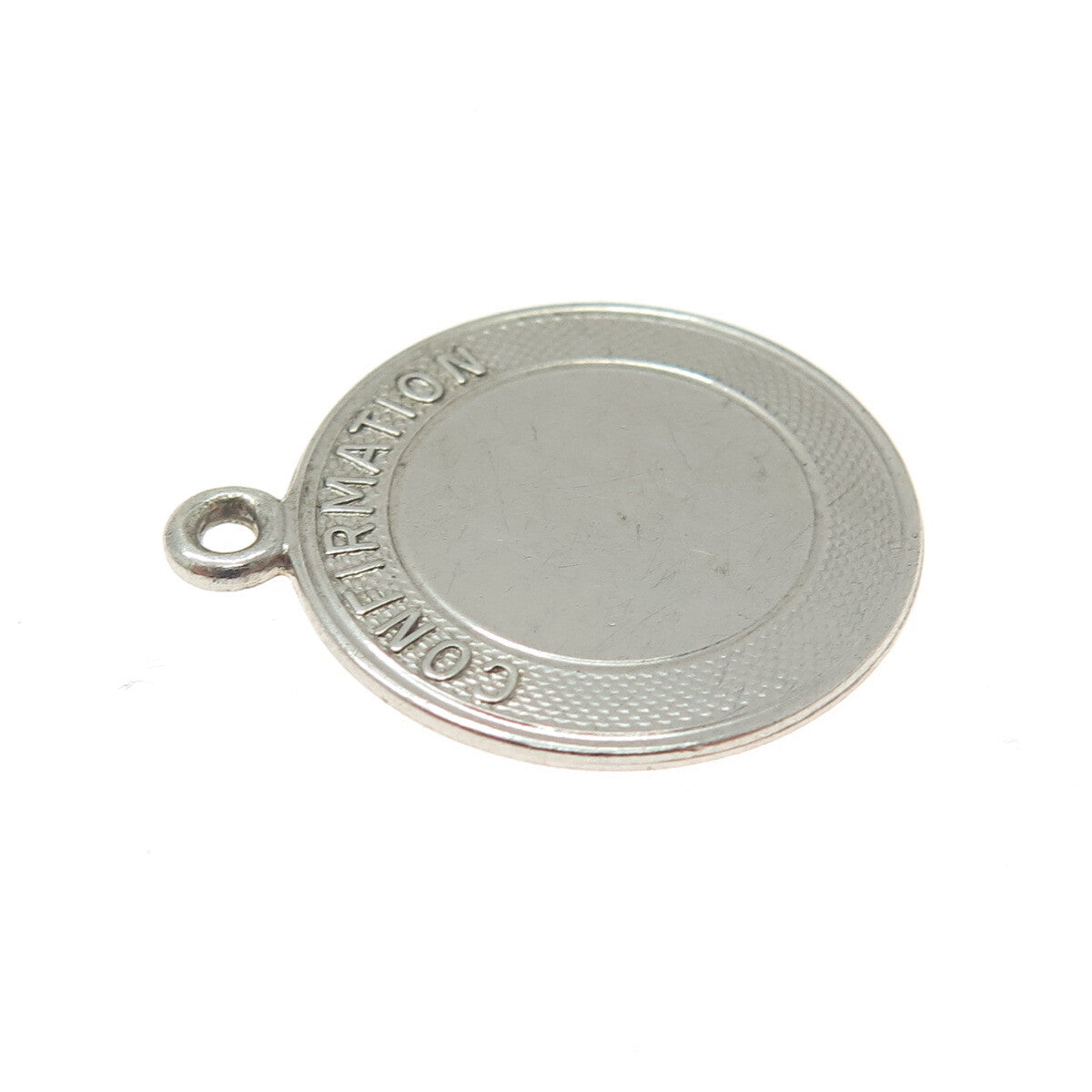 925 Sterling Silver Vintage "Confirmation" Round Pendant