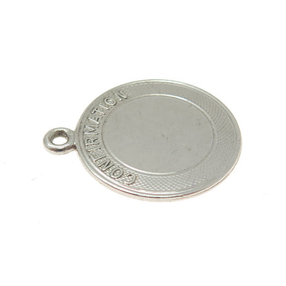 925 Sterling Silver Vintage "Confirmation" Round Pendant