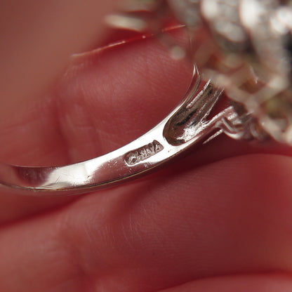 HT Harold Trujillo 925 Sterling Silver Real Diamond Opal Red Garnet Ring Size 9