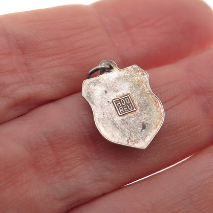 Fritz Reu & Co. 800 Silver Vintage Enamel Mohne Reservoir Mini Charm Pendant