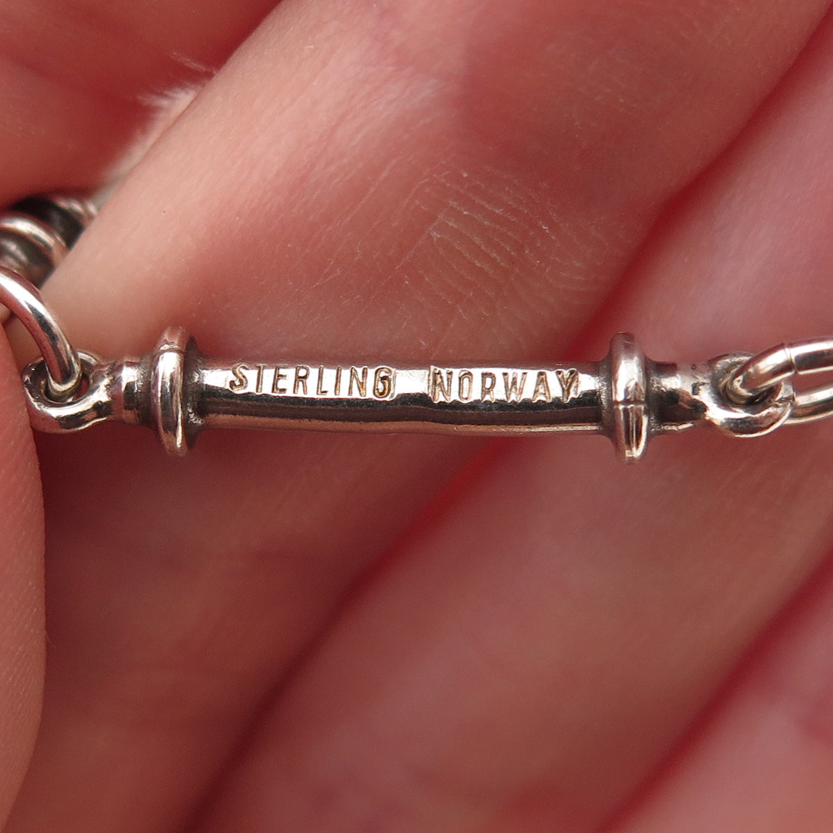 Aanund Havstad 925S Sterling Vintage Norway Modernist Bar Chain Necklace 66"