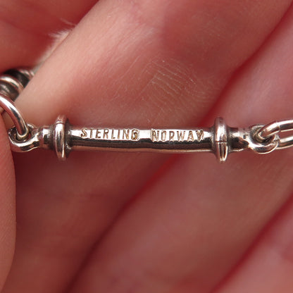 Aanund Havstad 925S Sterling Vintage Norway Modernist Bar Chain Necklace 66"