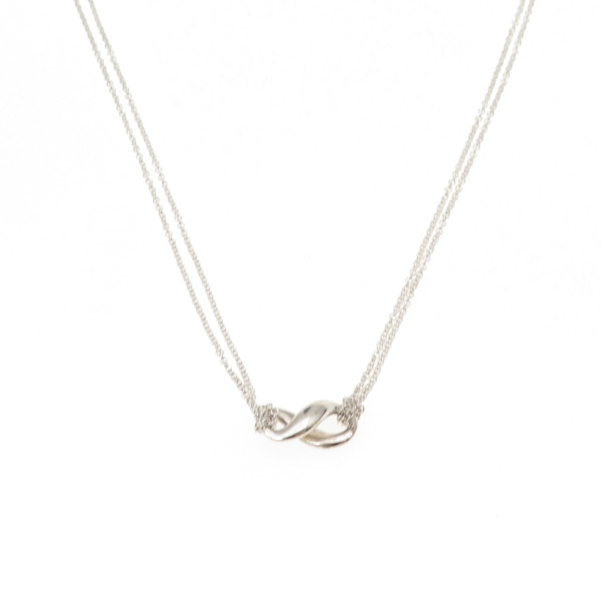 Tiffany & Co. 925 Sterling Silver Vintage Infinity Double Chain Necklace 16"