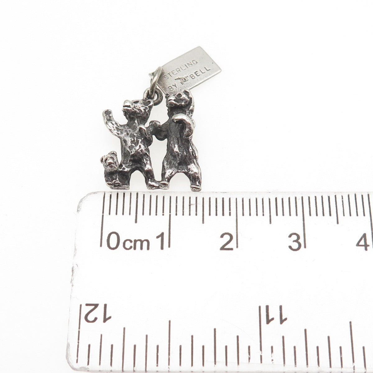 Bell Trading Post Sterling Silver Antique Art Deco Bear Family 3D Mini Pendant