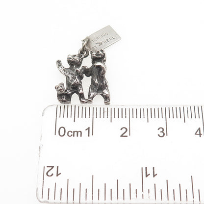 Bell Trading Post Sterling Silver Antique Art Deco Bear Family 3D Mini Pendant