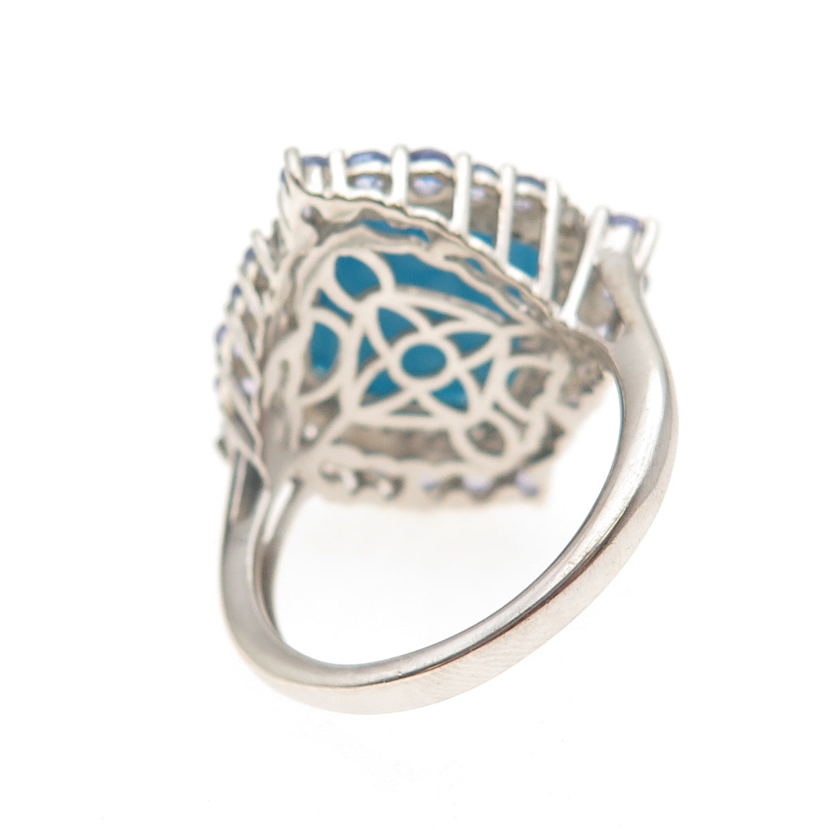 Chuck Clemency Sterling Silver Real Turquoise Tanzanite White Topaz Ring Size 8