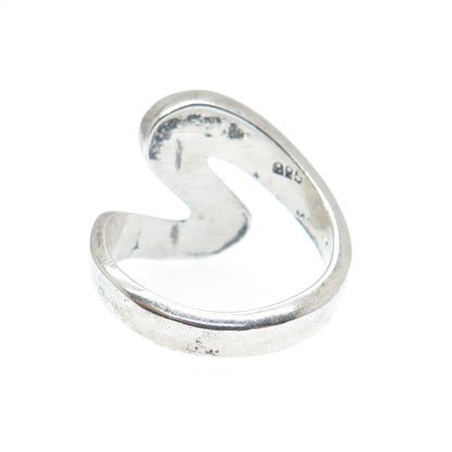 925 Sterling Silver Vintage Mexico Modernist Wavy Ring Size 8.5