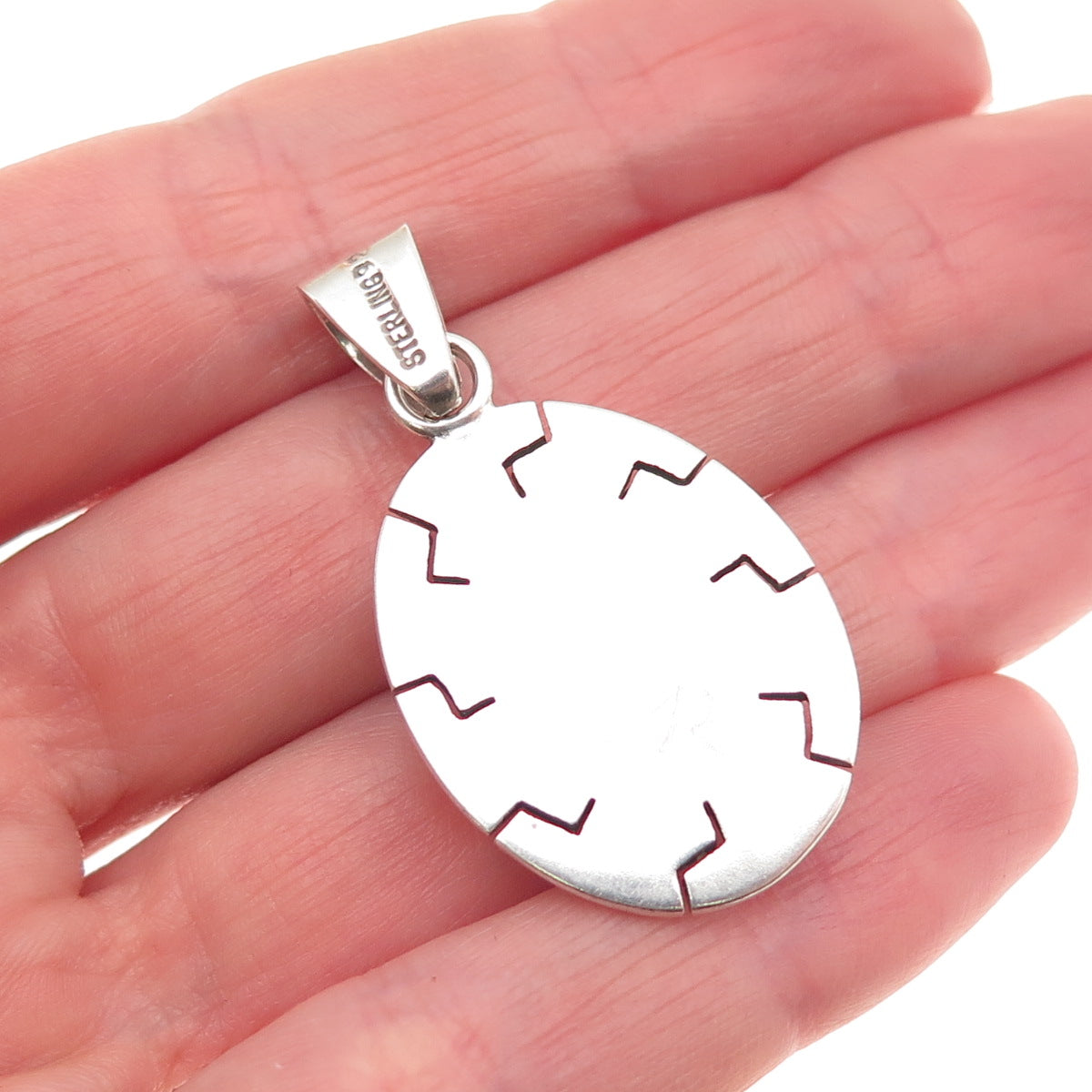 925 Sterling Silver Vintage MR Artisan Real Aventurine Modernist Charm Pendant