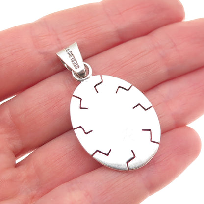 925 Sterling Silver Vintage MR Artisan Real Aventurine Modernist Charm Pendant