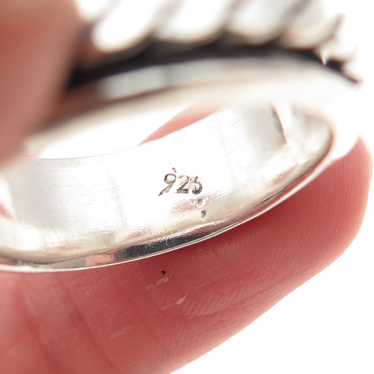 925 Sterling Silver Vintage Oxidized Braided Rotating Band Ring Size 10