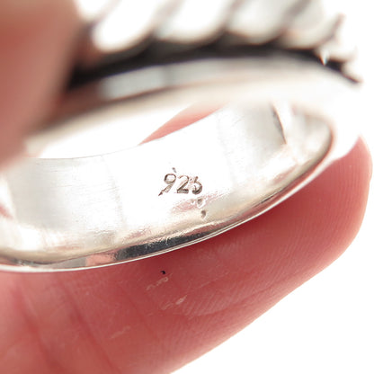 925 Sterling Silver Vintage Oxidized Braided Rotating Band Ring Size 10