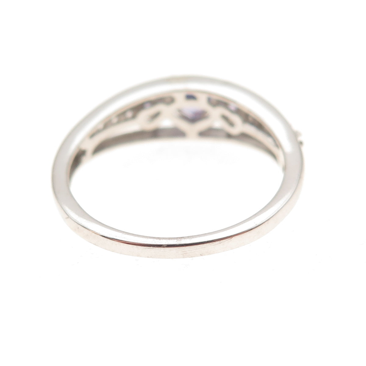 Chuck Clemency 925 Sterling Silver Real Tanzanite & White Topaz Ring Size 8.25