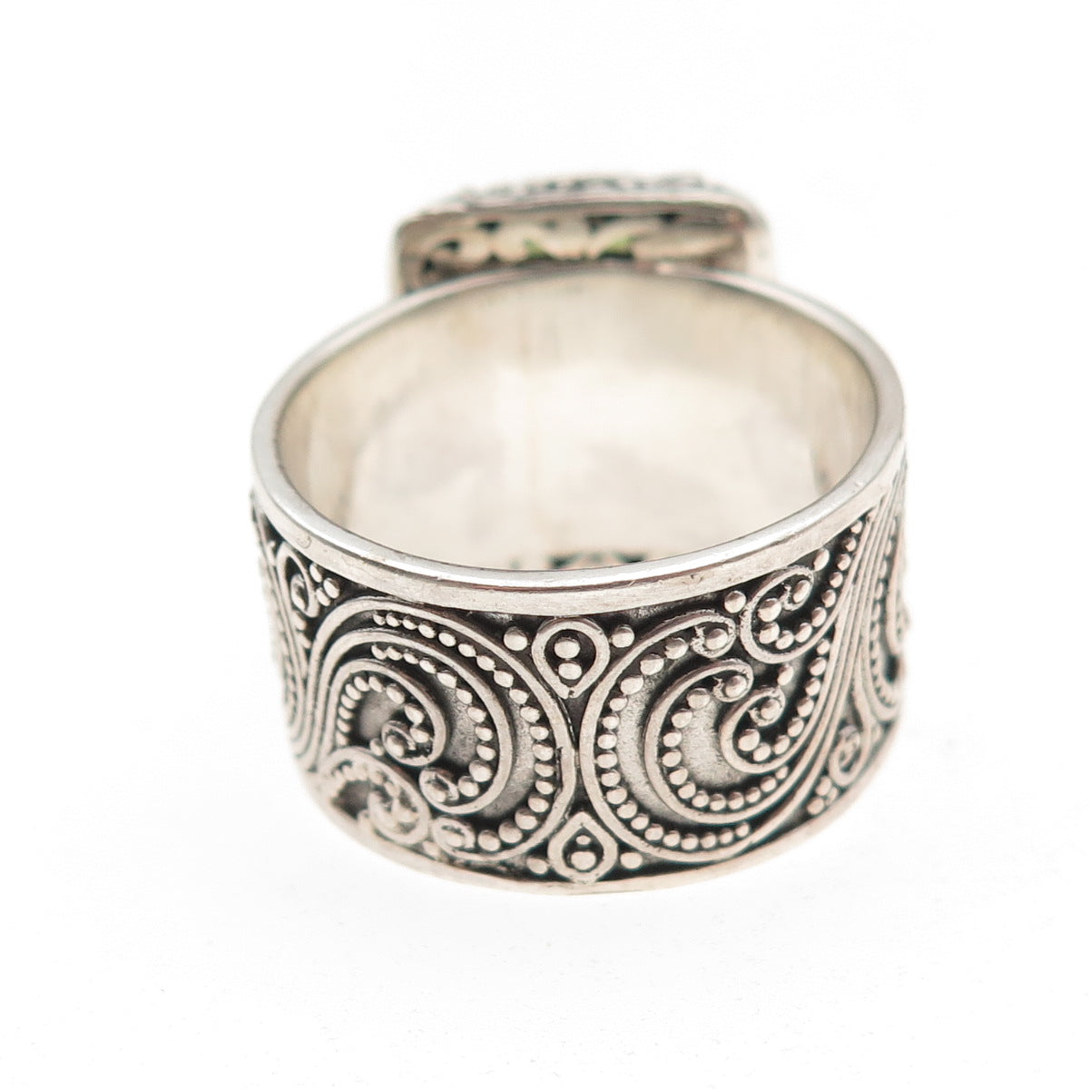 Sarda 925 Sterling Silver Vintage Real Mystic Quartz Oxidized Ring Size 12.25
