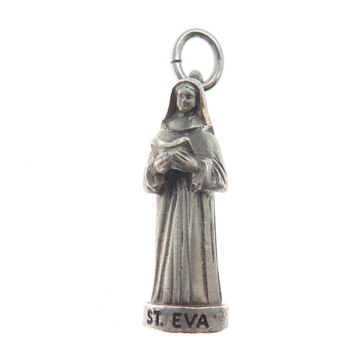 CREED 925 Sterling Silver Vintage St. Eva Minimalist 3D Charm Pendant