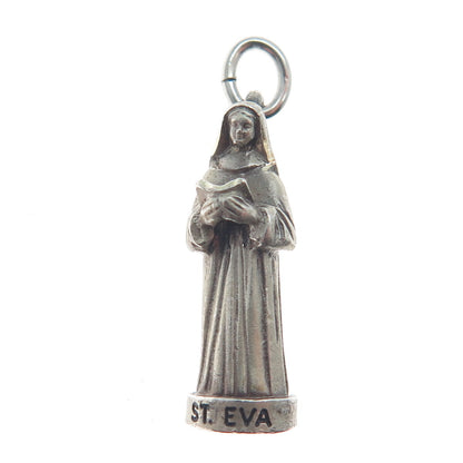 CREED 925 Sterling Silver Vintage St. Eva Minimalist 3D Charm Pendant
