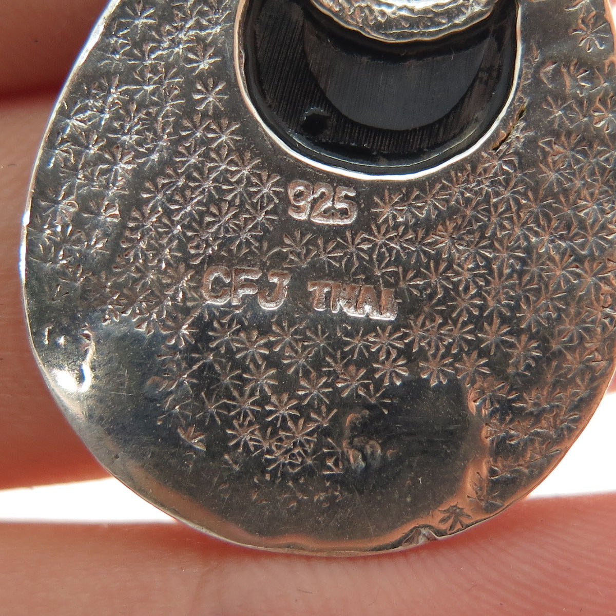 CFJ Collins Fine 925 Sterling Silver Vintage Enamel Modernist Teardrop Pendant