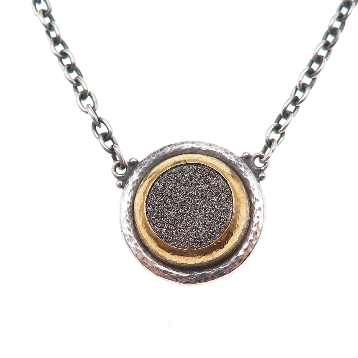 Gurhan 925 Sterling Silver 24K Gold Vintage Real Druzy Cable Chain Necklace 18"