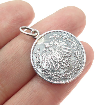 900 Silver Antique 1906 Germany "½ Mark - Wilhelm II" Coin Pendant