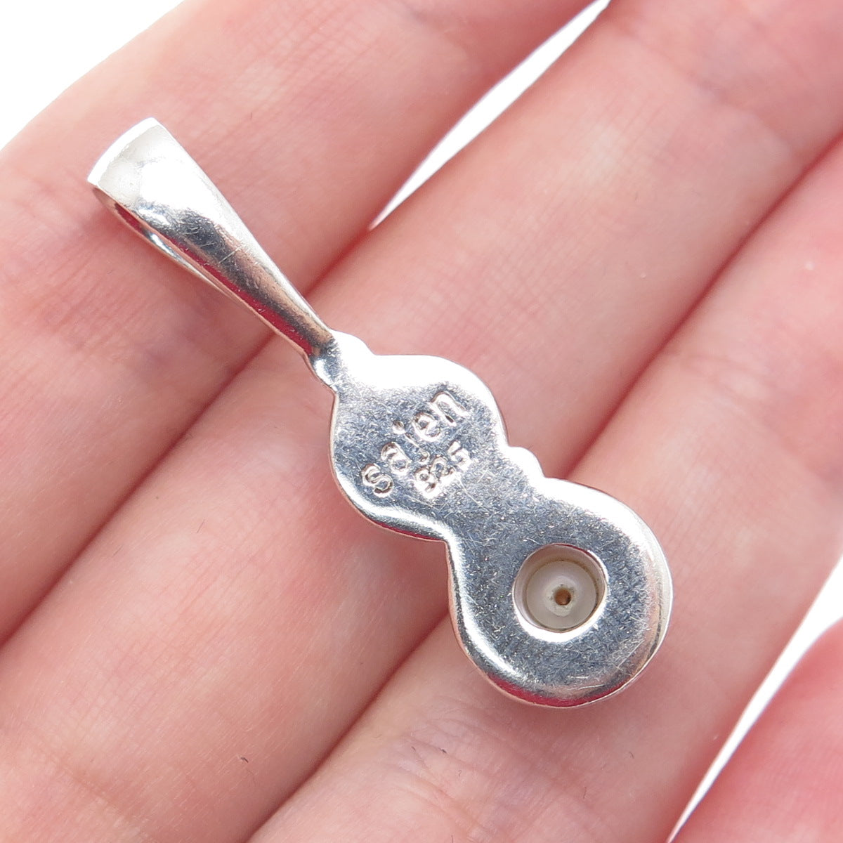 SAJEN 925 Sterling Silver Vintage Real Pearl Spiral Drop Pendant