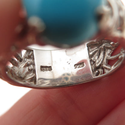 Chuck Clemency 925 Sterling Silver Real Turquoise Byzantine Ring Size 8.25