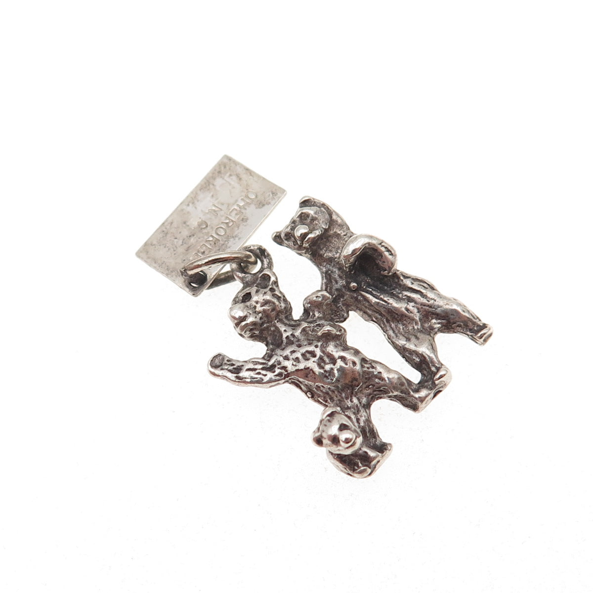 Bell Trading Post 925 Sterling Silver Vintage Three Bears Oxidized Charm Pendant