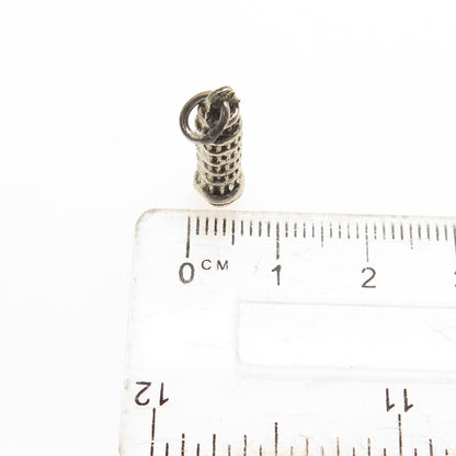 800 Silver Vintage Pisa Tower Minimalist Oxidized Charm Pendant