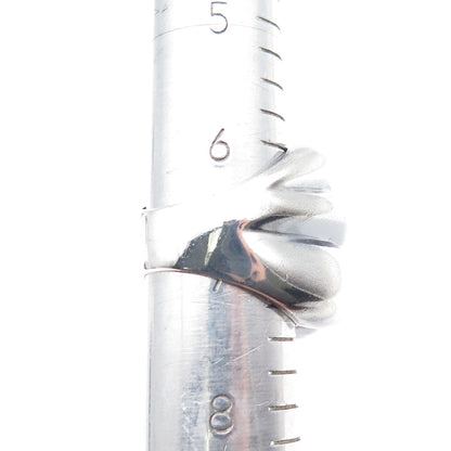 925 Sterling Silver Vintage Mexico Modernist Ribbed Dome Oxidized Ring Size 7