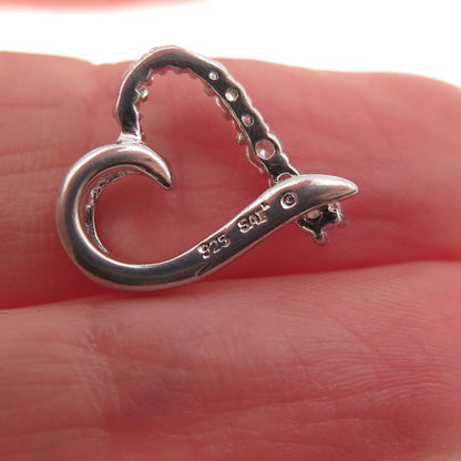 Sai 925 Sterling Silver Graduated Round-Cut C Z Heart Mini Slide Charm Pendant