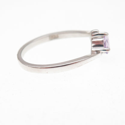 Nevada 925 Sterling Silver Vintage Real Amethyst Bypass Ring Size 6.25