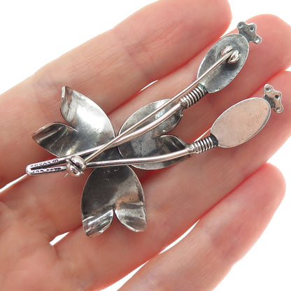 CARL OVE FRYDENSBERG 925S Sterling Vintage Denmark Modernist Flower Pin Brooch