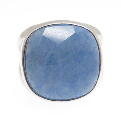 BLQ Basiq Jewelry 925 Sterling Silver Real Blue Aventurine Ring Size 9.5