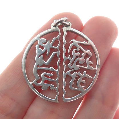 800 Silver Vintage Egypt Arabic Script Two-Pieces Charm Pendant