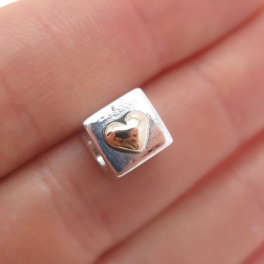 PANDORA 925 Sterling Silver & Gold I Love You Box Slide Bead Charm